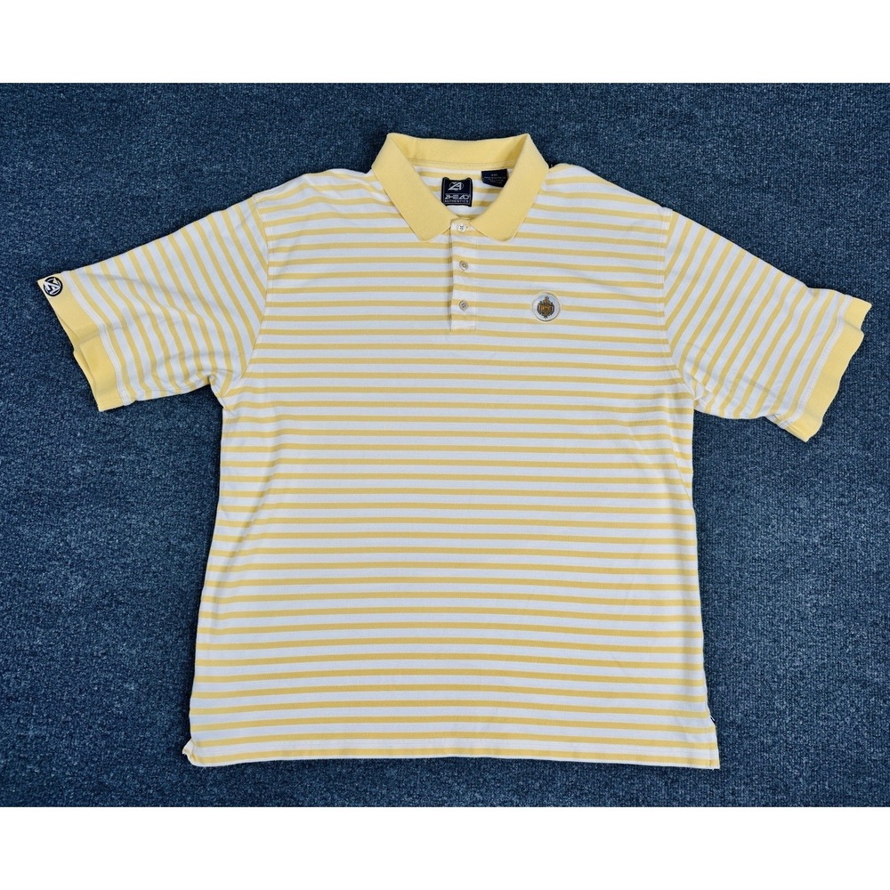 US Naval Academy Authentics Polo Yellow Striped Shirt Men's Ahead XXL Seal‎
